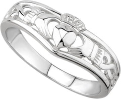 Irish 925 Sterling Silver Claddagh Ring - Classic Wishbone Band Timeless Celtic Design