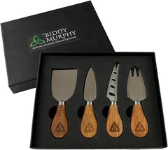 Irish Cheese Knife Set – 4-Piece Gift Box with Stainless Steel Blades & Hardwood Handles, Trinity Knot Design