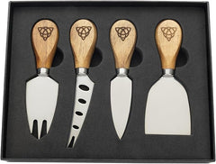 Irish Cheese Knife Set – 4-Piece Gift Box with Stainless Steel Blades & Hardwood Handles, Trinity Knot Design