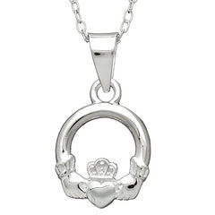 Irish Claddagh Pendant Necklace ( 925 Sterling Silver, 18