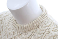 Irish Fisherman Sweater - Pullover Aran Knit Natural 100% Wool Made in Ireland