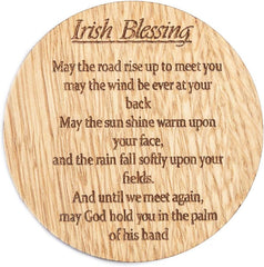 Repurposed Irish Oak Wood Drink Coaster (Irish Blessing Design) - Made in Ireland