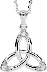 Sterling Silver Crystal Irish Trinity Knot Pendant Necklace for Women - 18 Inch Chain