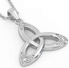 Sterling Silver Crystal Irish Trinity Knot Pendant Necklace for Women - 18 Inch Chain