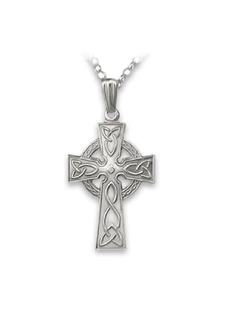 Celtic Cross Necklace One Sided Silver Large Irish Made | Biddy