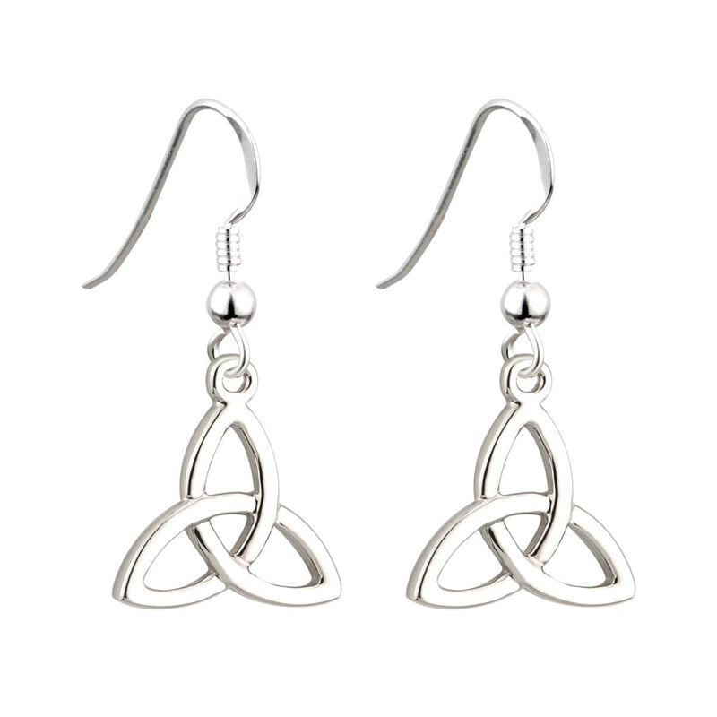 Silver Claddagh Trinity Knot Fish Hook Earrings - Solvar Irish Jewellery