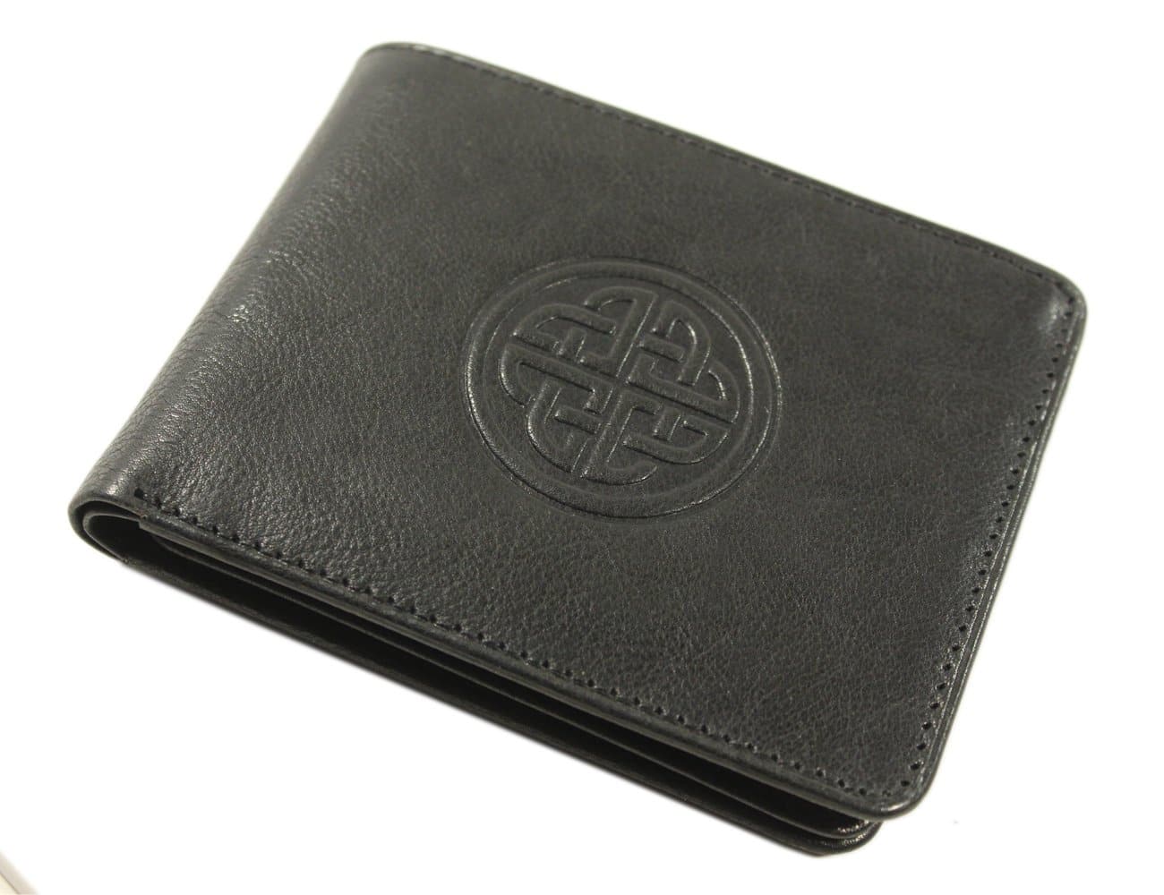 The Irish Boutique-Tri Fold Leather Celtic Black Wallet